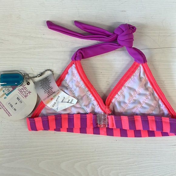 NWT deux par deux Vivid Pink Ribbon Triangle Bikini - Picture 5 of 7